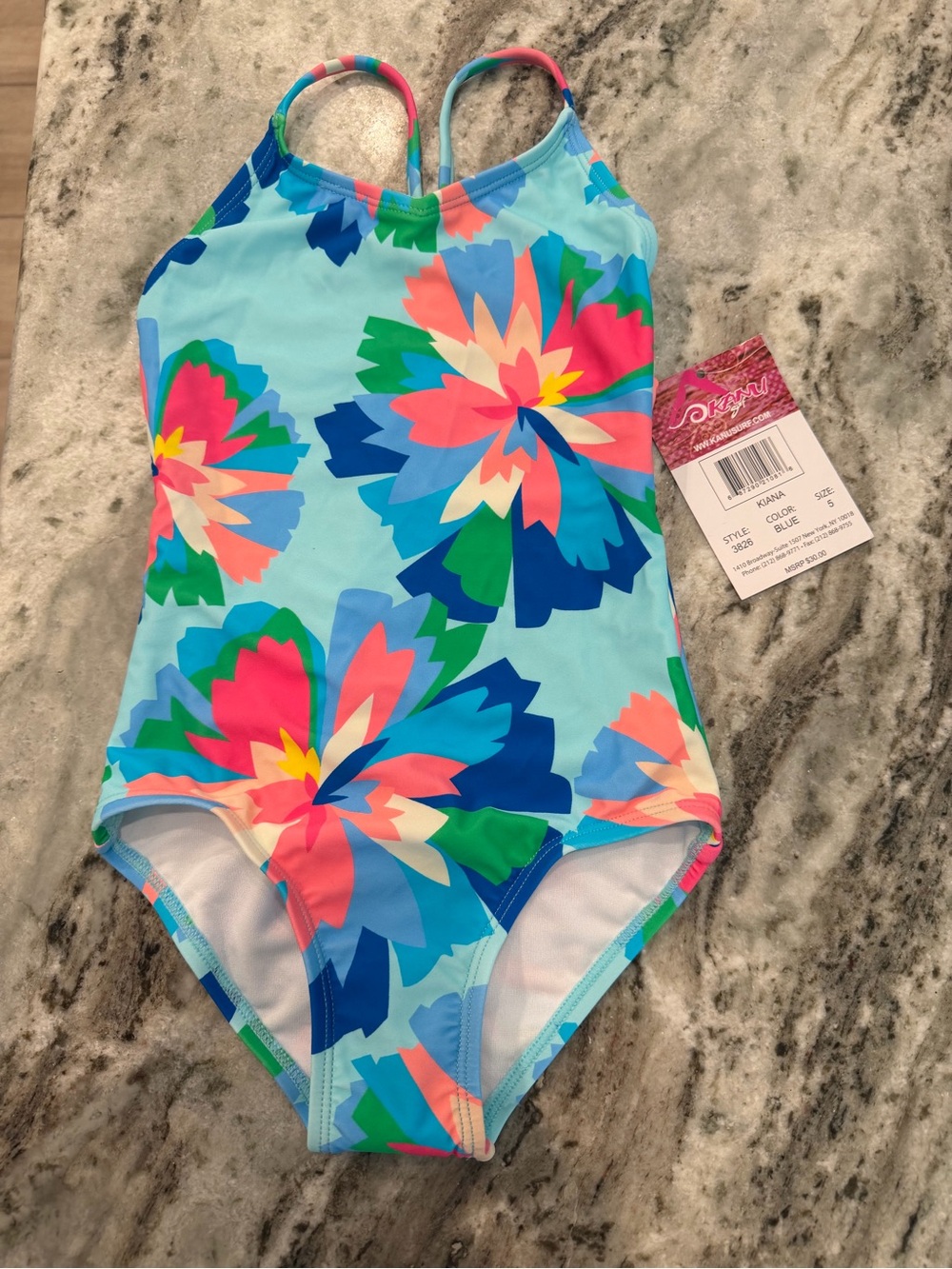 Primavera Kids Floral One-Piece Swimsuit - Blue/Multi